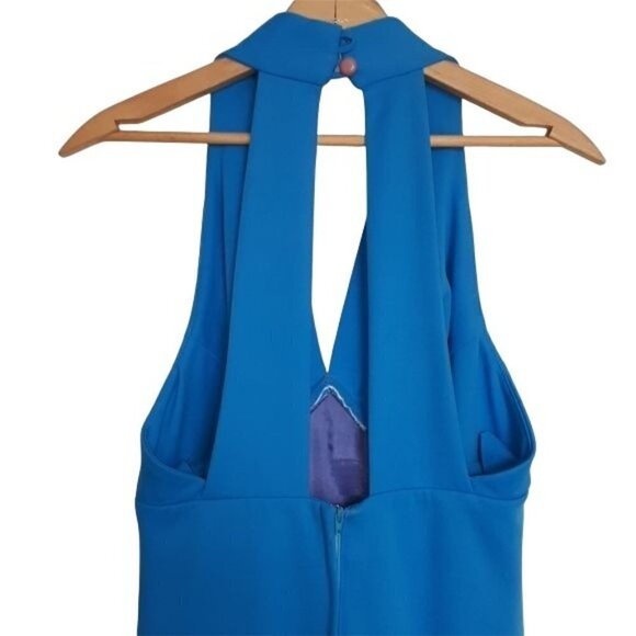 Vintage Beaded Halter Dress Full Length Turquoise Blue Circa early 1970's - Picture 4 of 10